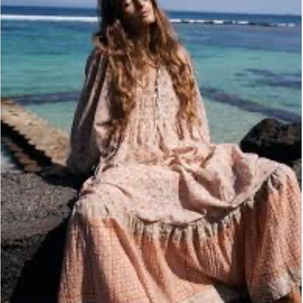 Daughters of India Pink Floral Button-Front Maxi Dress
